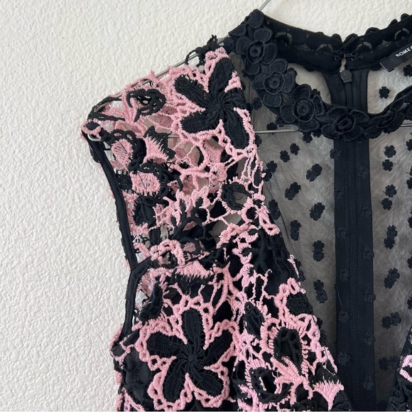 Romeo & Juliet Couture Dress | Small NWT | Black and Pink Floral Crochet Lace - Picture 3 of 7
